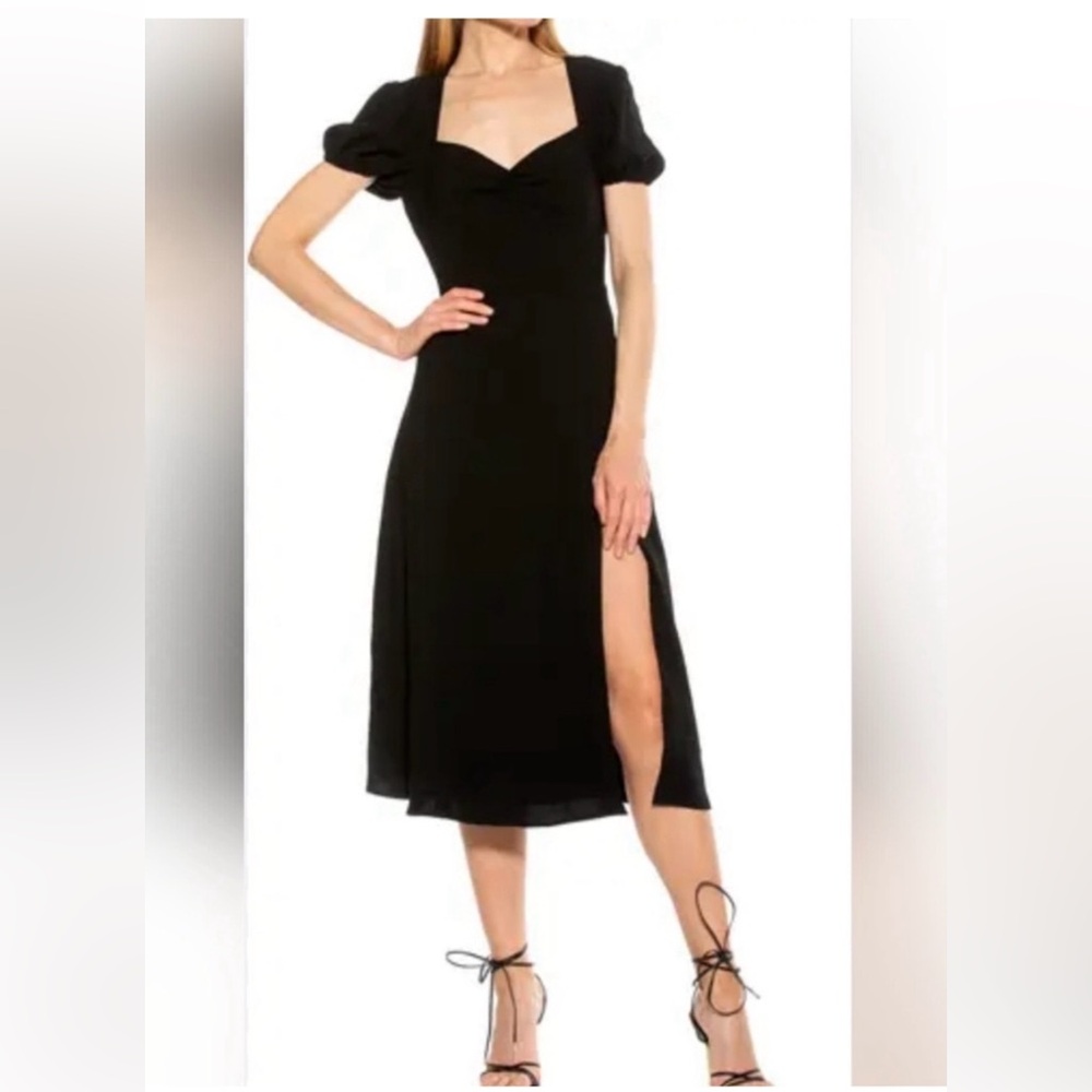 Alexia Admor Blue Puff Sleeve Midi Dress